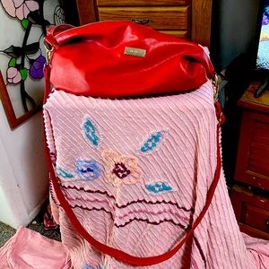 Beautiful, soft red leather BCBG Boho bag